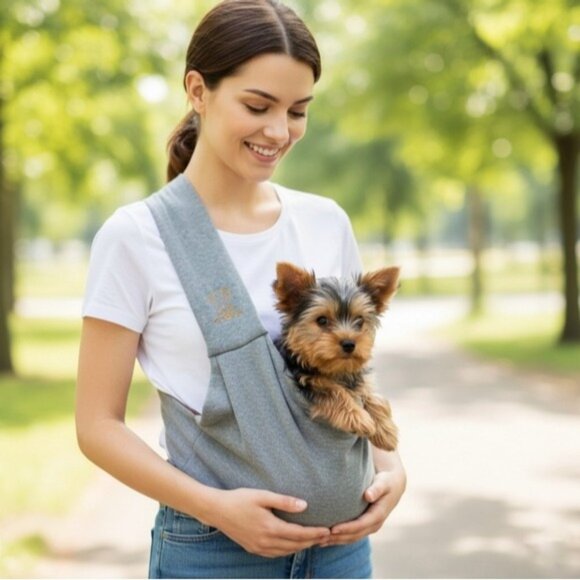 gray pet dog sling carrier - Picture 1 of 6